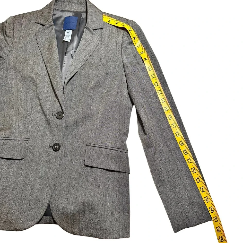J. Crew | Women | Gray Twill Wool Blend Single Breasted Blazer | Size 0